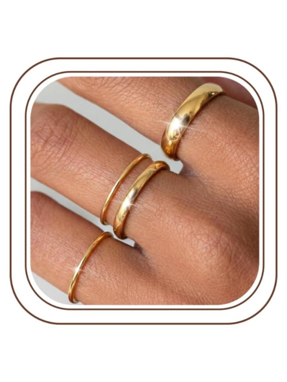 14K Gold Filled Stackable Rings Set for Women Non Tarnish 4pc Minimalist